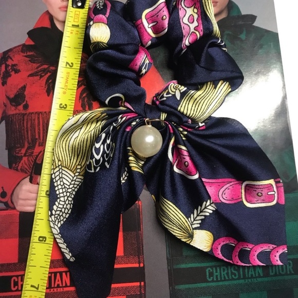 Silk Hair Bands Bowknot Dark Blue - Picture 3 of 4